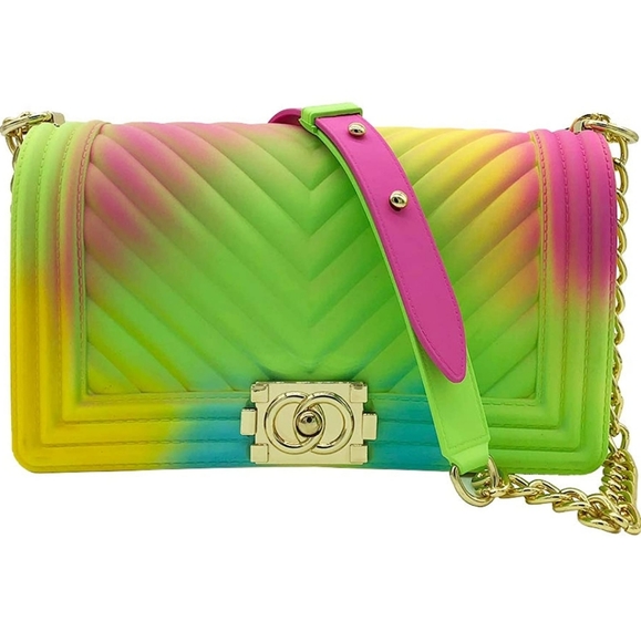 Boutique Handbags - QUILTED RAINBOW SILICONE SHOULDER BAG